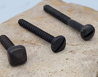 Decorative Black Iron Acorn Pyramid Screws | 10 Pack | Custom Sizes | Industrial Hardware | Durable Steel with Oxide Coating