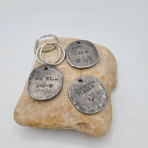 Iron Keychain Coin Hand Stamped Personalized - 6th Anniversary Gift - 6 tally marks