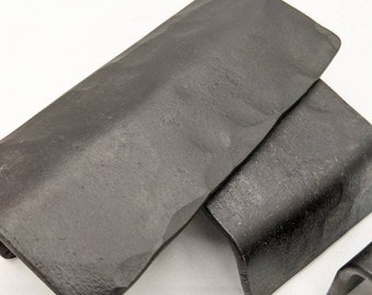 Hand Forged Hammered Cabinet Hardware - Finger Tab Pull - Black Brass Silver - Rear Mount