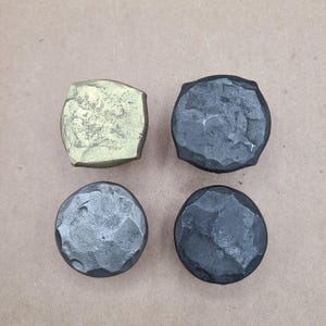 Gehämmerter Möbelknopf - Schwarz - Messing - Silber - Handgeschmiedete Einzigartige Hardware