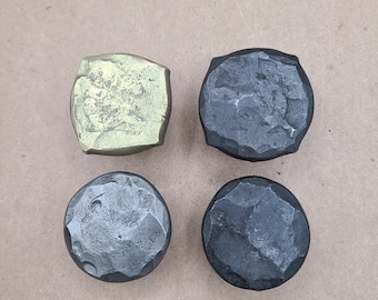 Hammered Cabinet Knob - Black - Brass - Silver - Hand Forged Unique Hardware