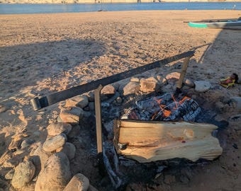 Fire Spit Grill for Camping - Compact Hand Forged Heavy Duty