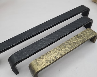 Hand Forged Dimpled Hammered Cabinet Pull: Modern Rustic Iron Hardware