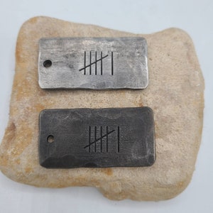 Iron 6th Anniversary Keychain | Hand Forged Wrought Iron Dog Tag with 6 Tally Marks | Rustic Gift for Him or Her