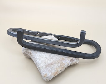 Towel Bar Toilet Paper Holder Hand Forged Iron - Simple Bend Finial
