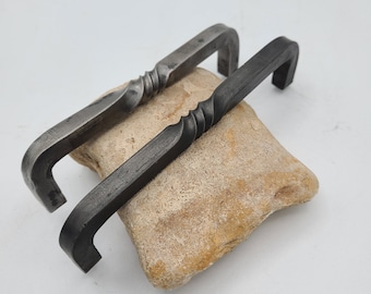 Hand Forged Solid Iron Cabinet Pulls - Twist "U" - Black - Brass - Silver