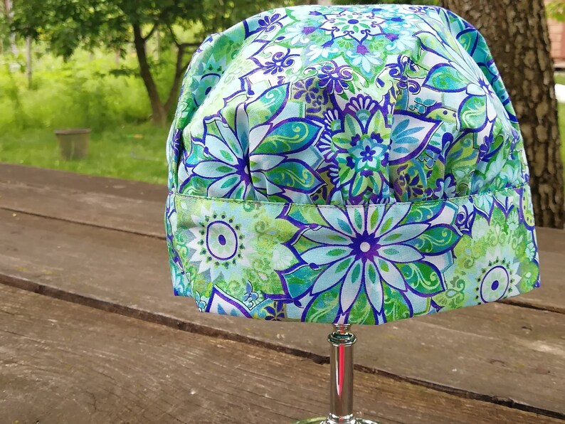 Mandala Scrub Hat With Or Without Buttons For Women Head Etsy