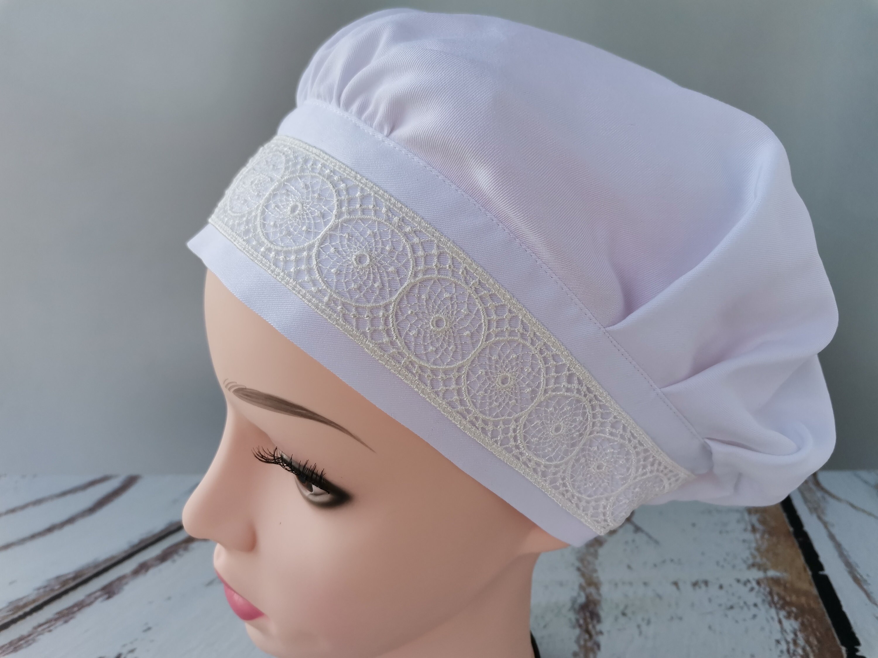 Lace head covering for woman cotton and viscose blend hat Etsy