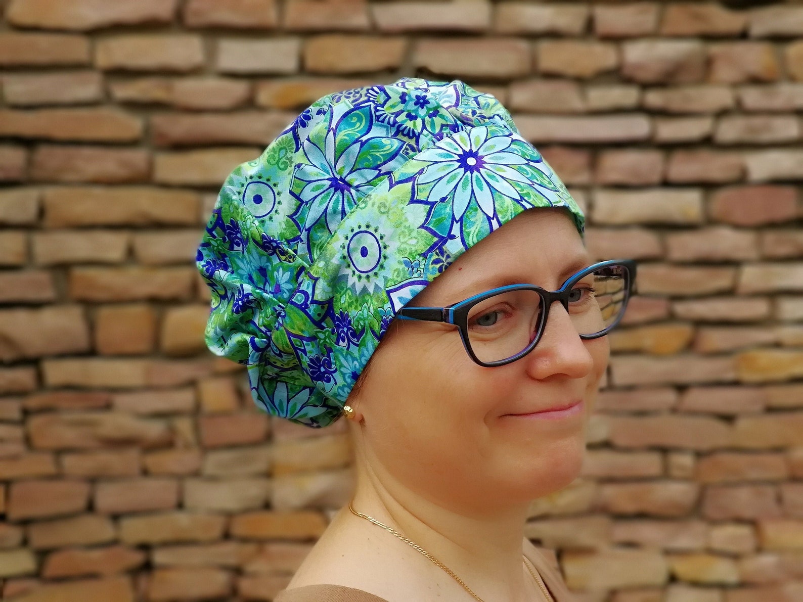 Mandala Scrub Hat With Or Without Buttons For Women Head Etsy