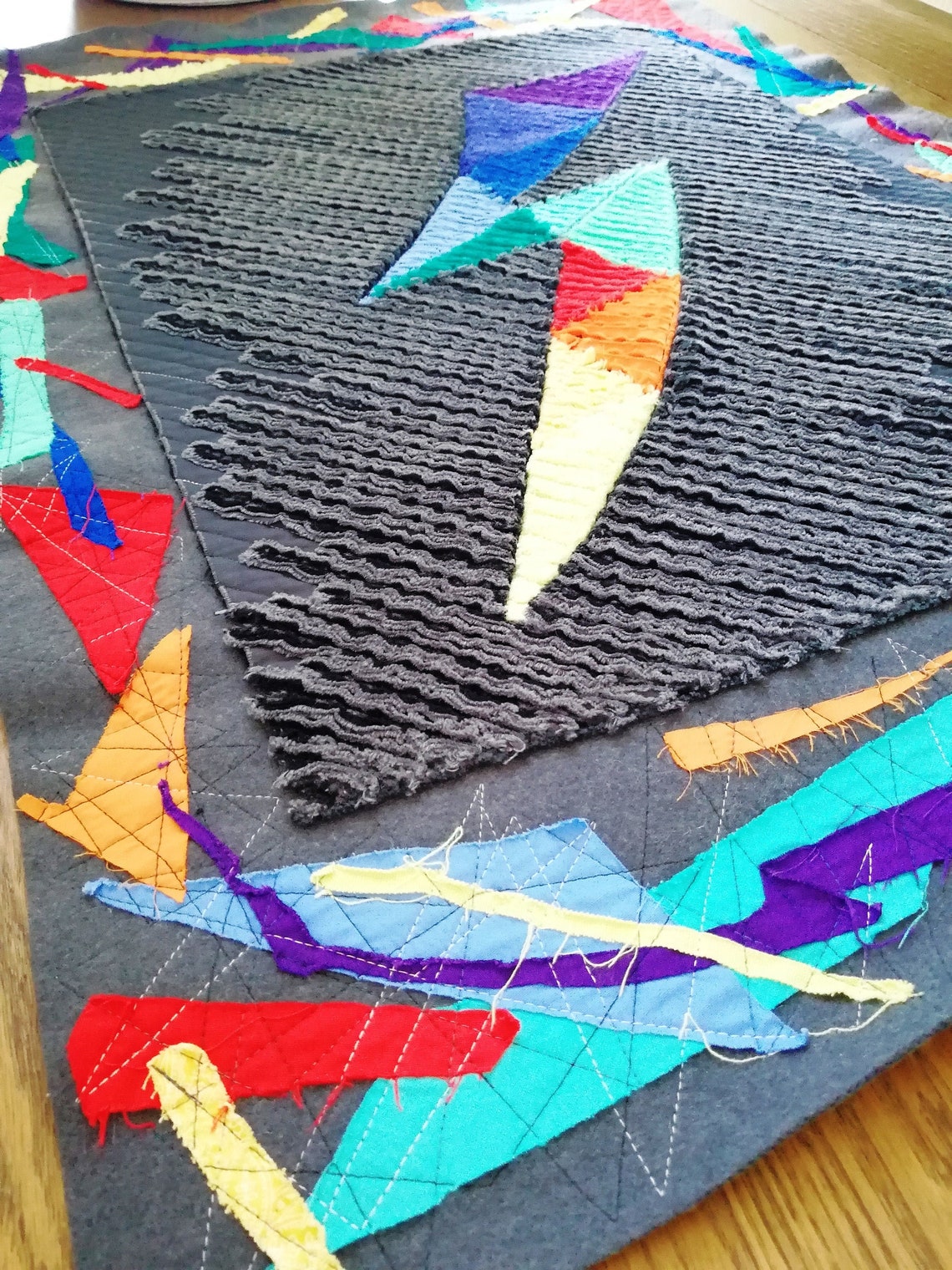 Lightning bolt patchwork rug textured mat highpile wool Etsy