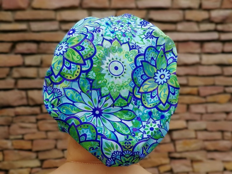 Mandala Scrub Hat With Or Without Buttons For Women Head Etsy
