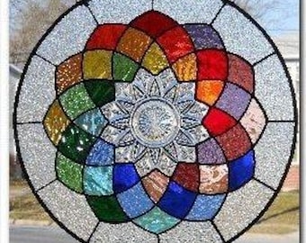 old dish with colored glass