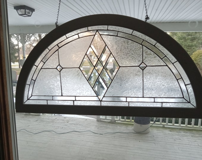 Beveled Glass Half Circle /wooden Frame Etsy