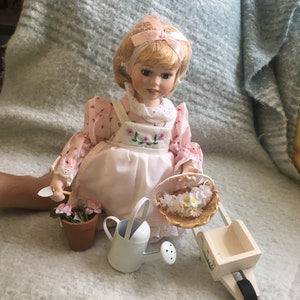 Vintage Porcelain Doll, Jessica The Gardener, The Royalton Collection, Collectible Dolls