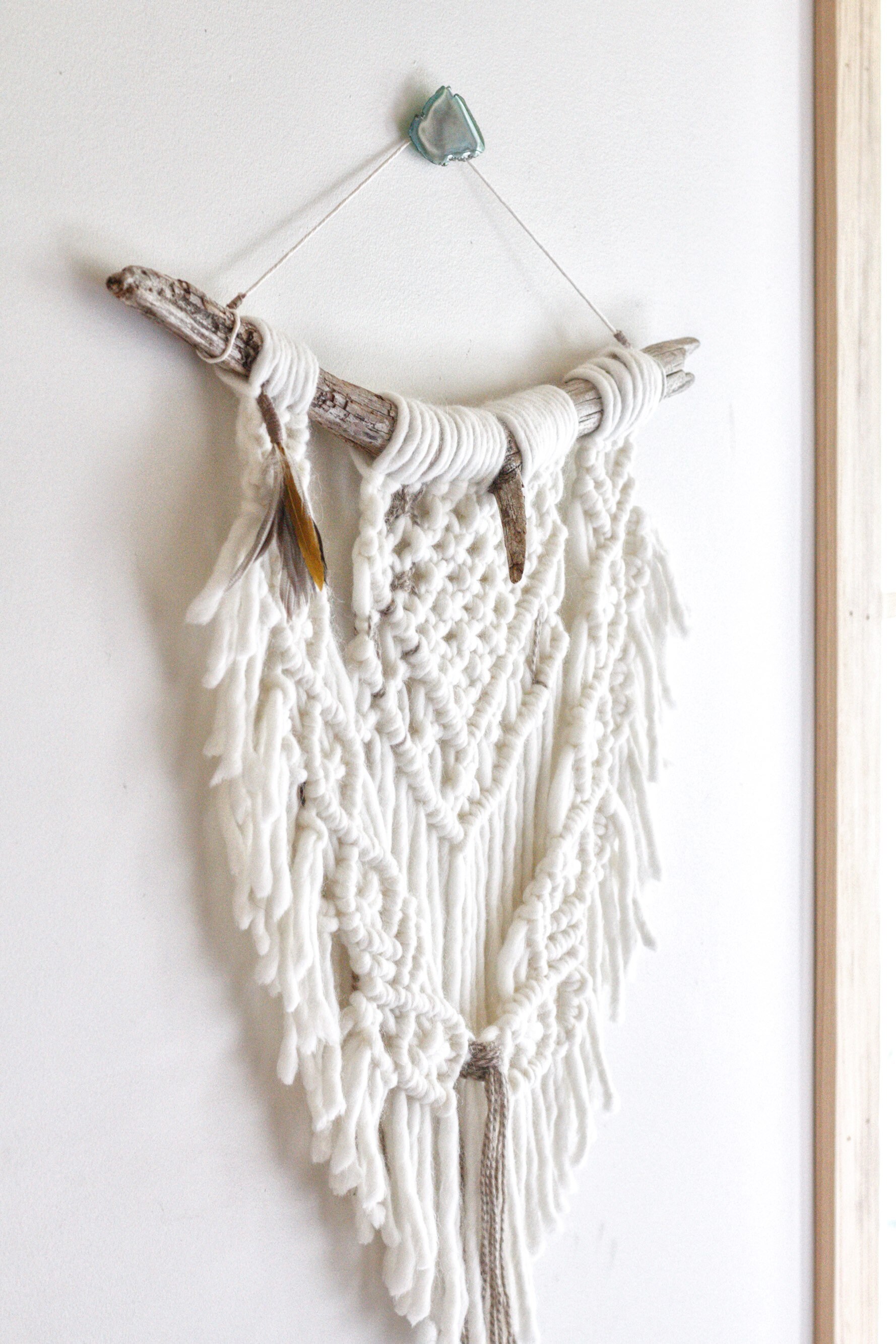 Woolen Macrame with Feathers