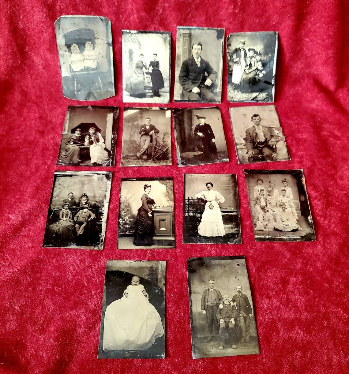 Set of 14 Victorian Antique Tintype Photos 1/6 plate Antique Etsy