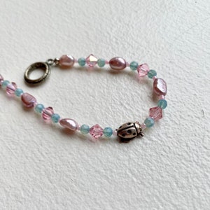 The Genevieve | ladybug bracelet | Swarovski bracelet | Pearl bracelet | Jewelry for a cause