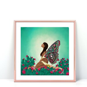 Divine Transformation Art Print Butterfly Woman Art Print Nature Art Print Desert Landscape Home Decor Wall Art Decorative Art image 3