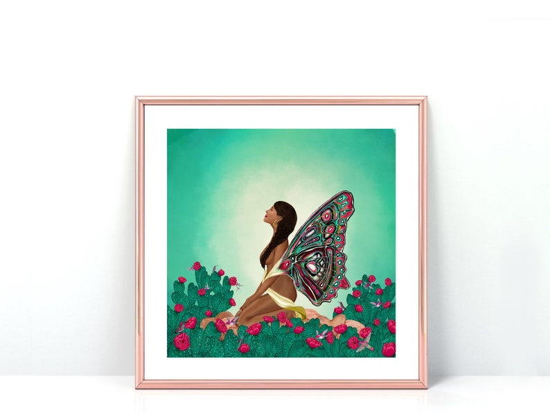 Divine Transformation Art Print Butterfly Woman Art Print Nature Art Print Desert Landscape Home Decor Wall Art Decorative Art image 3