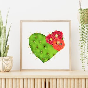 Cactus Hummingbird Heart - Art Print | Desert and Hummingbird Art Print | Nature Art Home Wall Decor