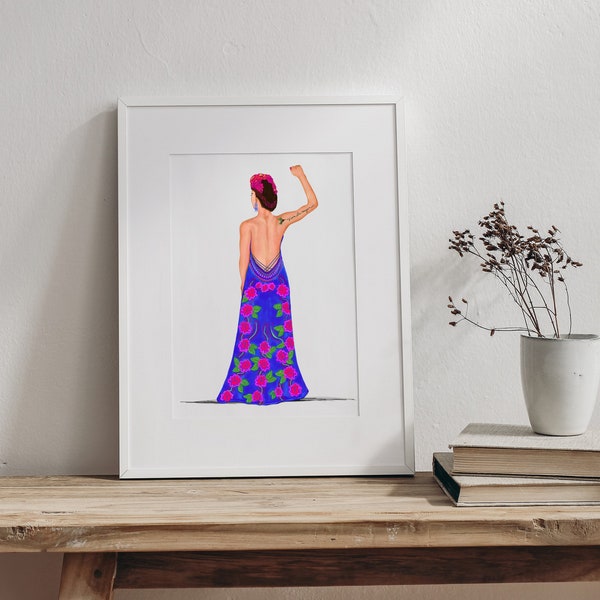 Viva La Mujeres - Women Empowerment Art Print | Empowering Woman Art with Flowers and Hummingbird Artwork |  Eclectic Home Decor Wall Art