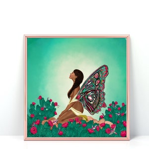 Divine Transformation Art Print Butterfly Woman Art Print Nature Art Print Desert Landscape Home Decor Wall Art Decorative Art image 2