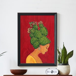 Be Still | Art Print | Women of Color with Cactus & Hummingbirds Artwork  | Self Care Inspired Art |  Eclectic Home Decor Wall Art