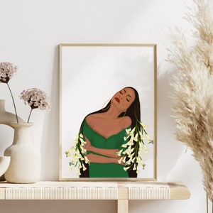 Self Love Art Print Women of Color with Calla Lilies Artwork Hummingbirds and Floral Inspired Art Eclectic Home Decor Wall Art image 1