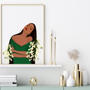 Self Love Art Print Women of Color with Calla Lilies Artwork Hummingbirds and Floral Inspired Art Eclectic Home Decor Wall Art image 3