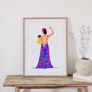 Viva La Mama | Mom and Child Art Print | Colorful Motherhood Wall Decor | Latina Inspired Gift for Mom | Mother’s Day Print