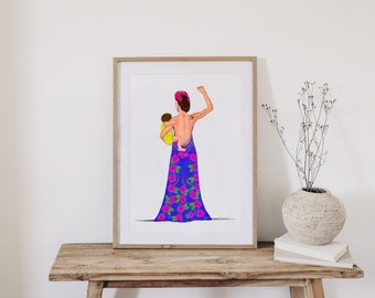 Viva La Mama Super Mama Tribe Art Print Empowering Motherhood Inspired Art Print Home Decor Art