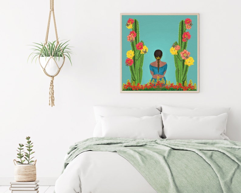 Beautiful Intentions | Art Print | Women of Color | Nature and Hummingbirds Artwork | Desert Inspired Home Wall Decor | Boho Decorative Art 