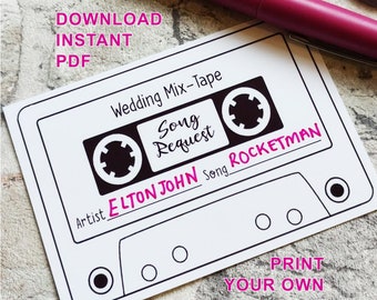 Printable Song Request A4 File | Print your own Song Request Sheets | Wedding Song Request PDF | Instant Download Song Request Form