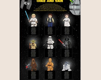 LEGO Star Wars Wedding Table Plan | Bespoke Illustrated Seating Chart
