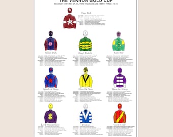 Personalized Jockey Silks Wedding Table Plan: Illustrated Seating Chart