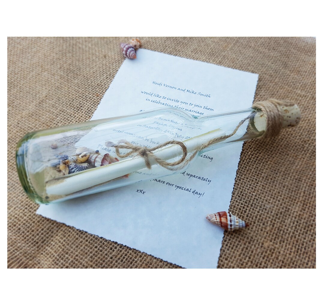 Message in a Bottle Wedding Invitation UK, Beach Wedding Invitation UK