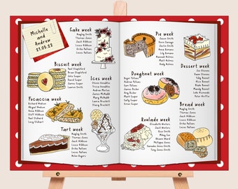 GBBO Wedding Table Plan: Custom Illustrated Seating Chart