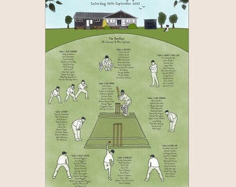 Cricket Wedding Table Plan: Bespoke Illustrated Seating Chart