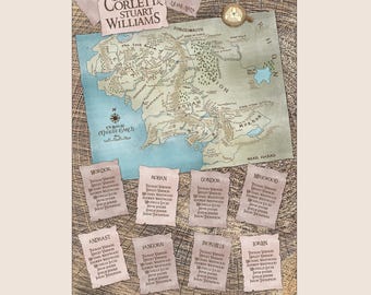 Lord of The Rings Wedding Table Plan: Middle Earth Map Seating Chart
