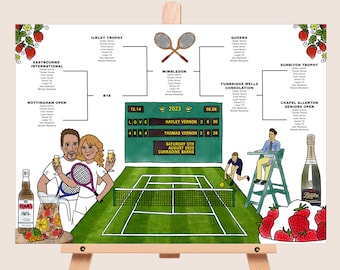 Tennis Illustrated Wedding Table Plan, Tennis Wedding, Illustrated Wedding Table Plan, Tennis Wedding Seating Plan, Wimbledon