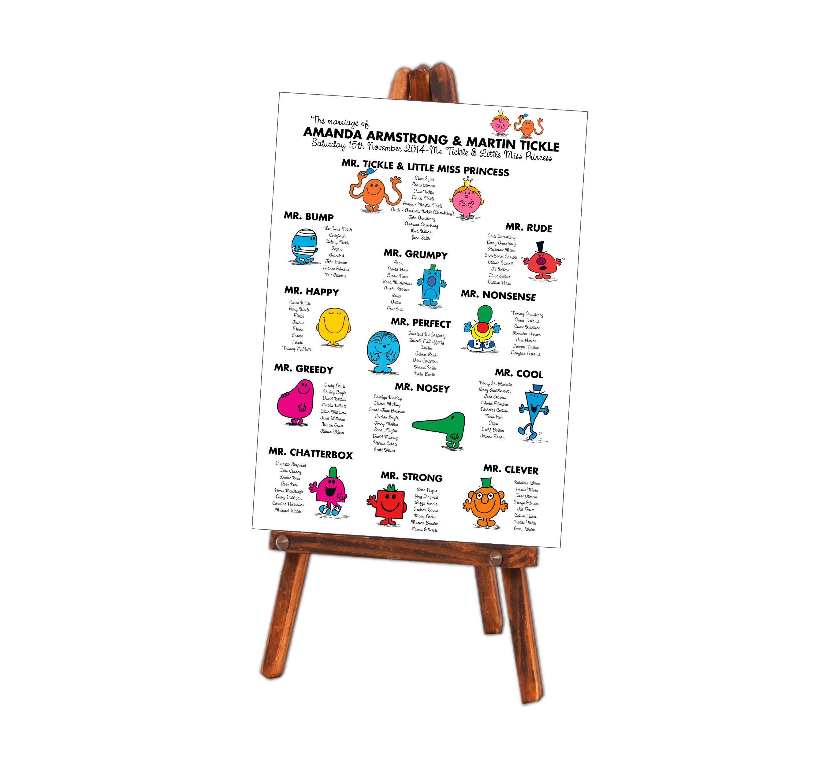 Mr Men Wedding Table Plan Mr Men Wedding Seating Plan Etsy UK