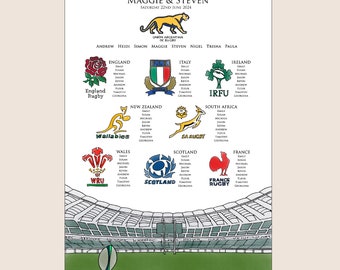 Personalized Rugby Club Wedding Table Plan: Illustrated Seating Chart