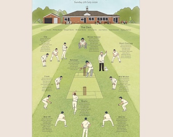 Cricket Wedding Seating Plan: Bespoke Illustrated Seating Chart