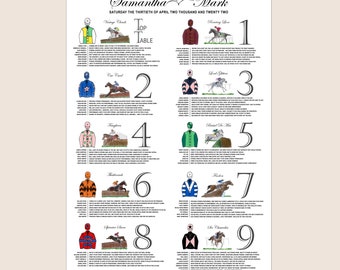 Horse & Jockey Wedding Table Plan: Unique Seating Chart