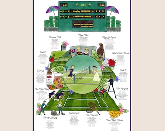 Tennis Wedding Table Plan: Illustrated Tennis Seating Chart