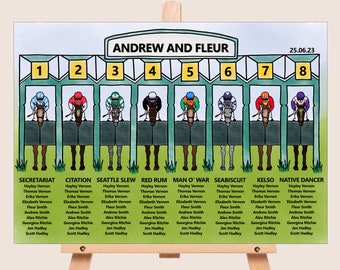 Horse Racing Wedding Table Plan: Illustrated Seating Chart