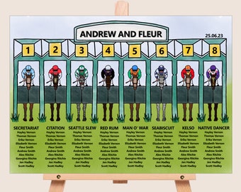 Horse and Jockey Wedding Table Plan, Wedding Seating Plan, Horse Stalls Table Plan, Illustrated Seating Plan, Unique Wedding Table Plan