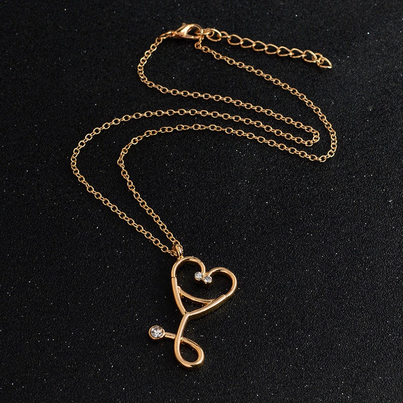 Gold Stethoscope Necklace Silver Stethoscope Necklace Etsy