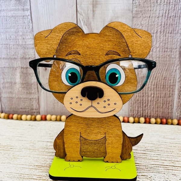 Cartoon Dog Eyeglass holder DIGITAL FILE for cutting, laser, Glowforge ready, svg eps dxf png pdf