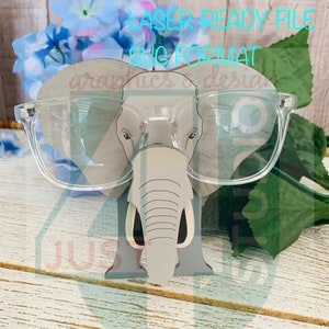 Arquivo digital para porta-óculos Elephant em formato SVG e EPS para uso com laser, pronto para Glowforge